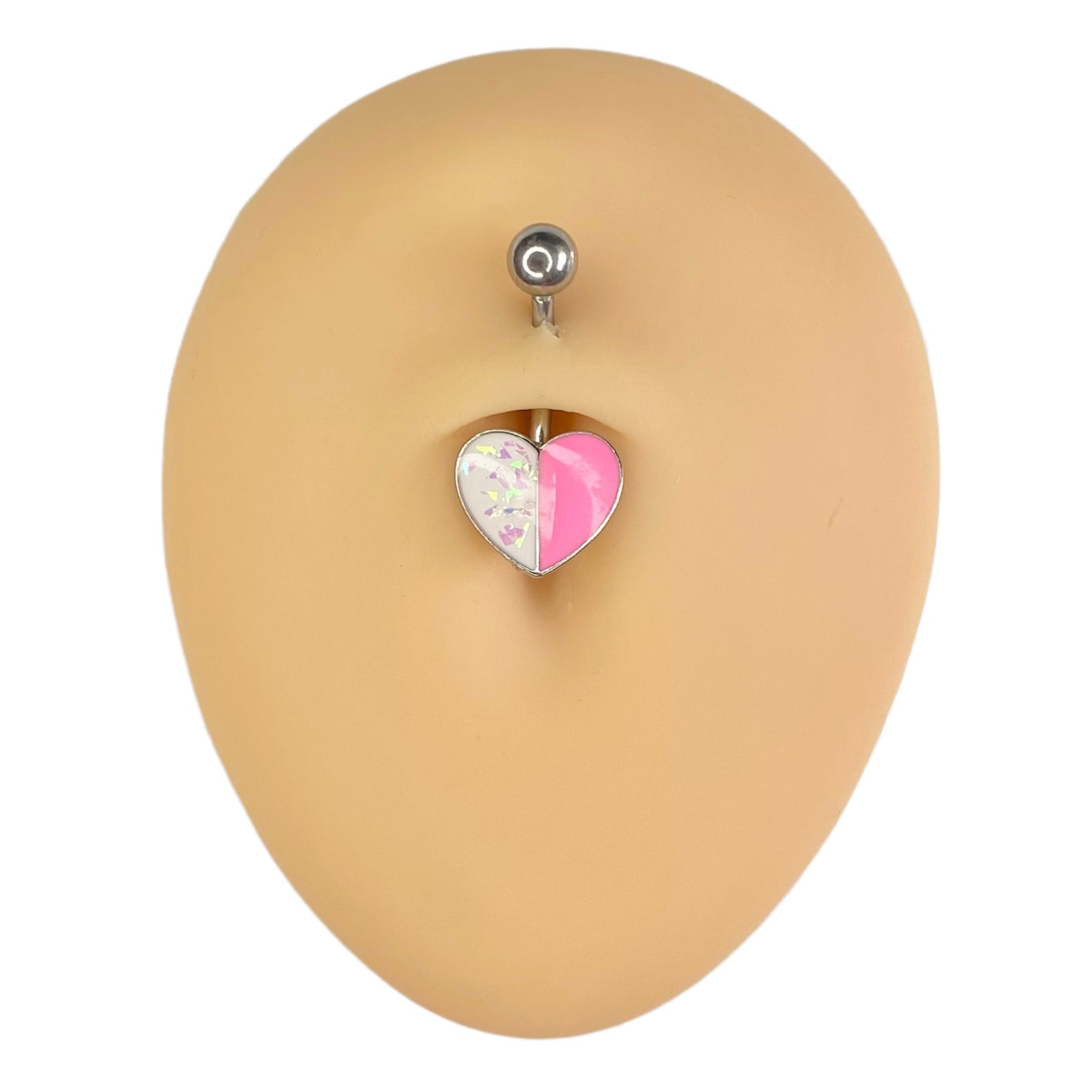 Pink Opal Glitter Heart Belly Bar image 0