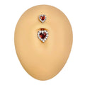 Red Double Heart Bling Belly Bar  image 0