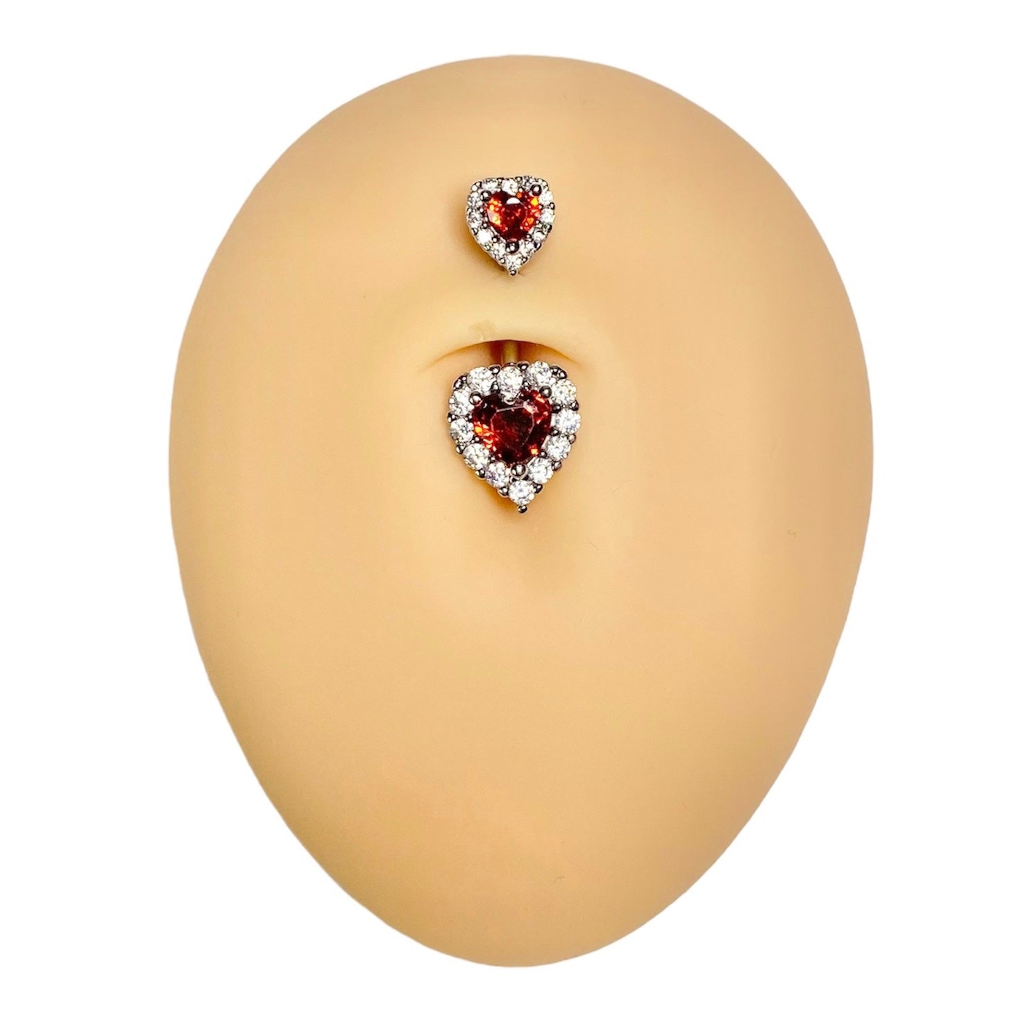 Red Double Heart Bling Belly Bar  image 0