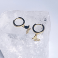 Gold CZ Paved Wing Butterfly Hoop Earrings image 0