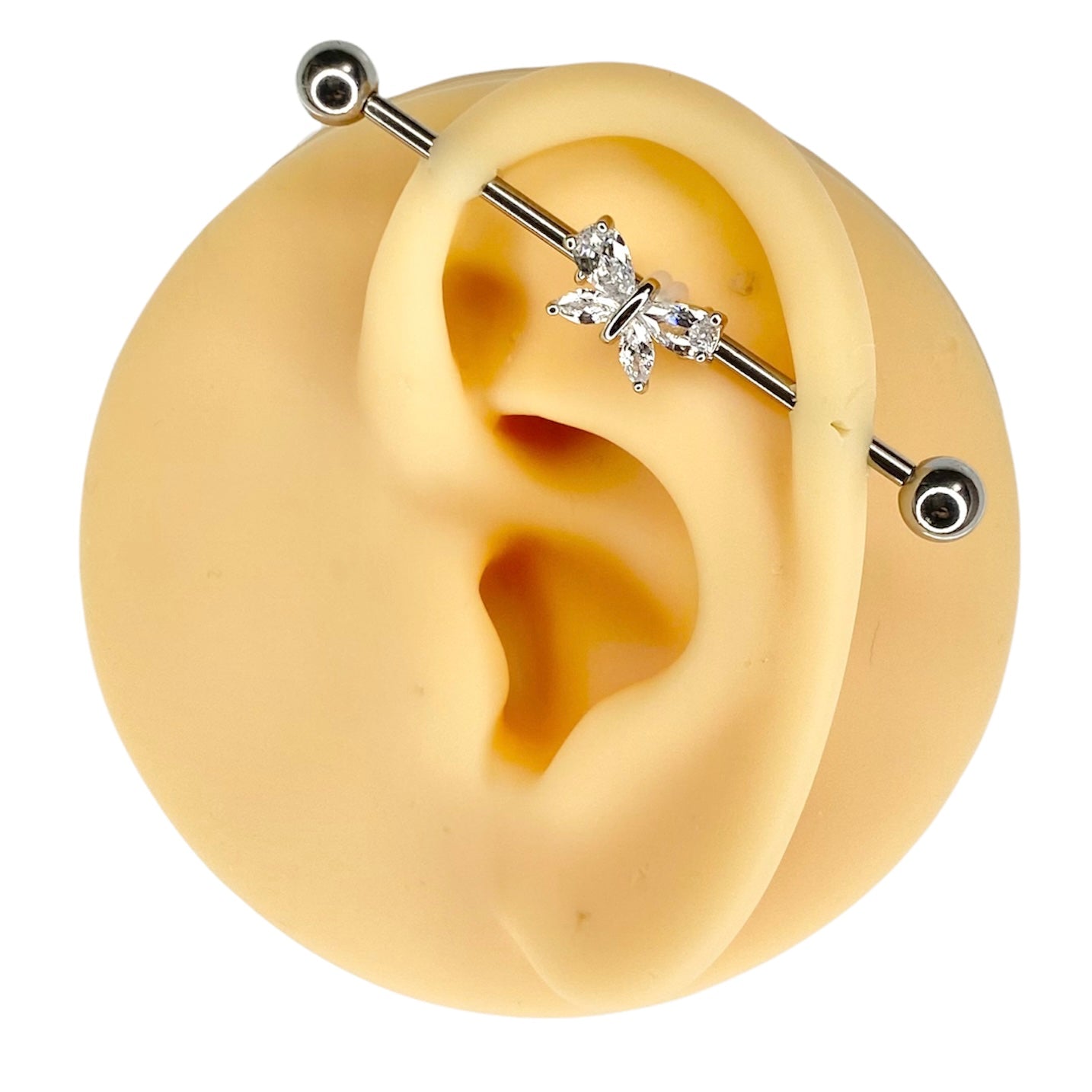 Silver Marquise CZ Butterfly Industrial Barbell  image 0