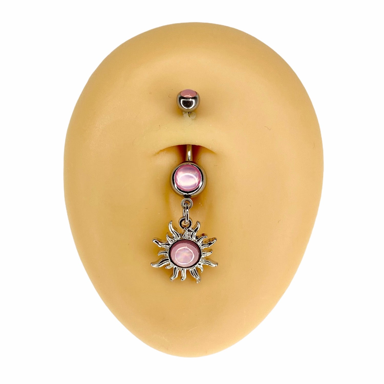 Pink Illuminating Tribal Sun Dangle Belly Bar  image 0