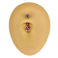 Pink Heart CZ Prong Belly Bar image 0