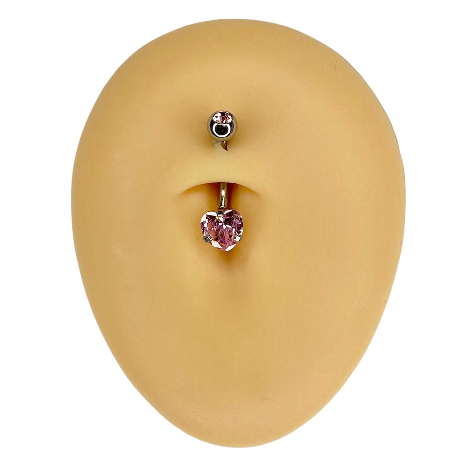 Pink Heart CZ Prong Belly Bar image 0