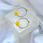 Yellow AB Sequin Flower Hoop Earrings image 0