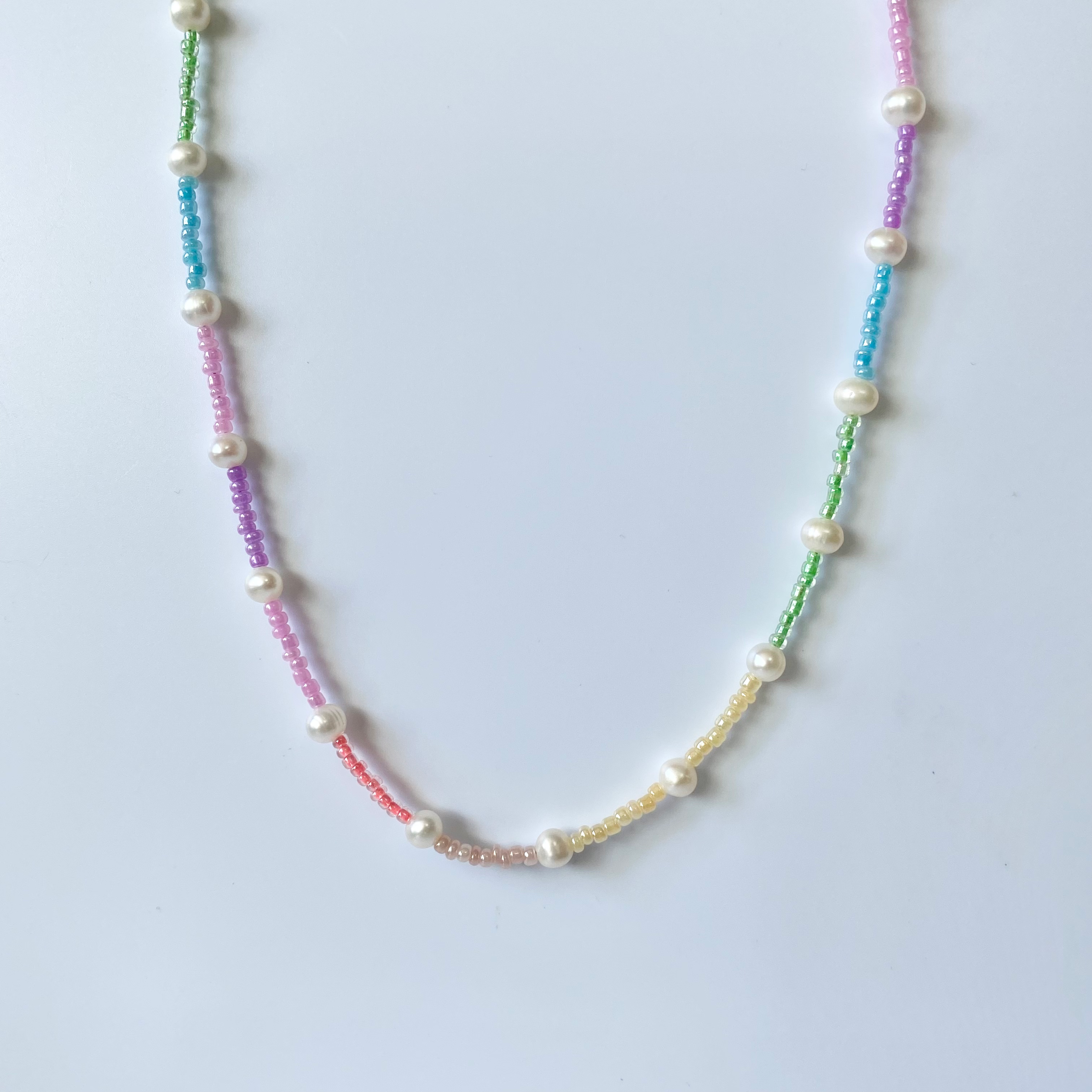 Colourful Y2K Beaded Pearl Necklace image 0