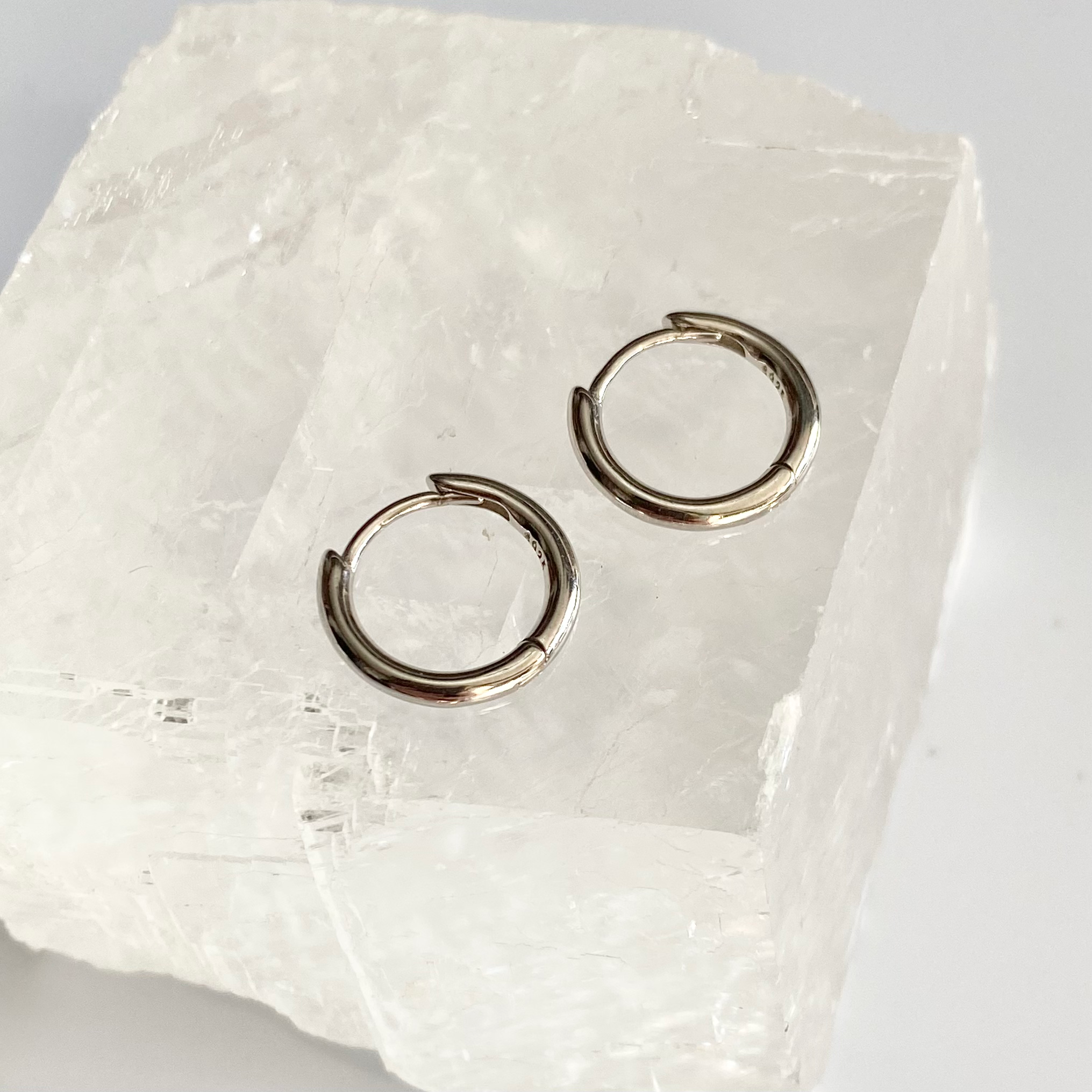 Silver Mini Plain Hoop Earrings image 0