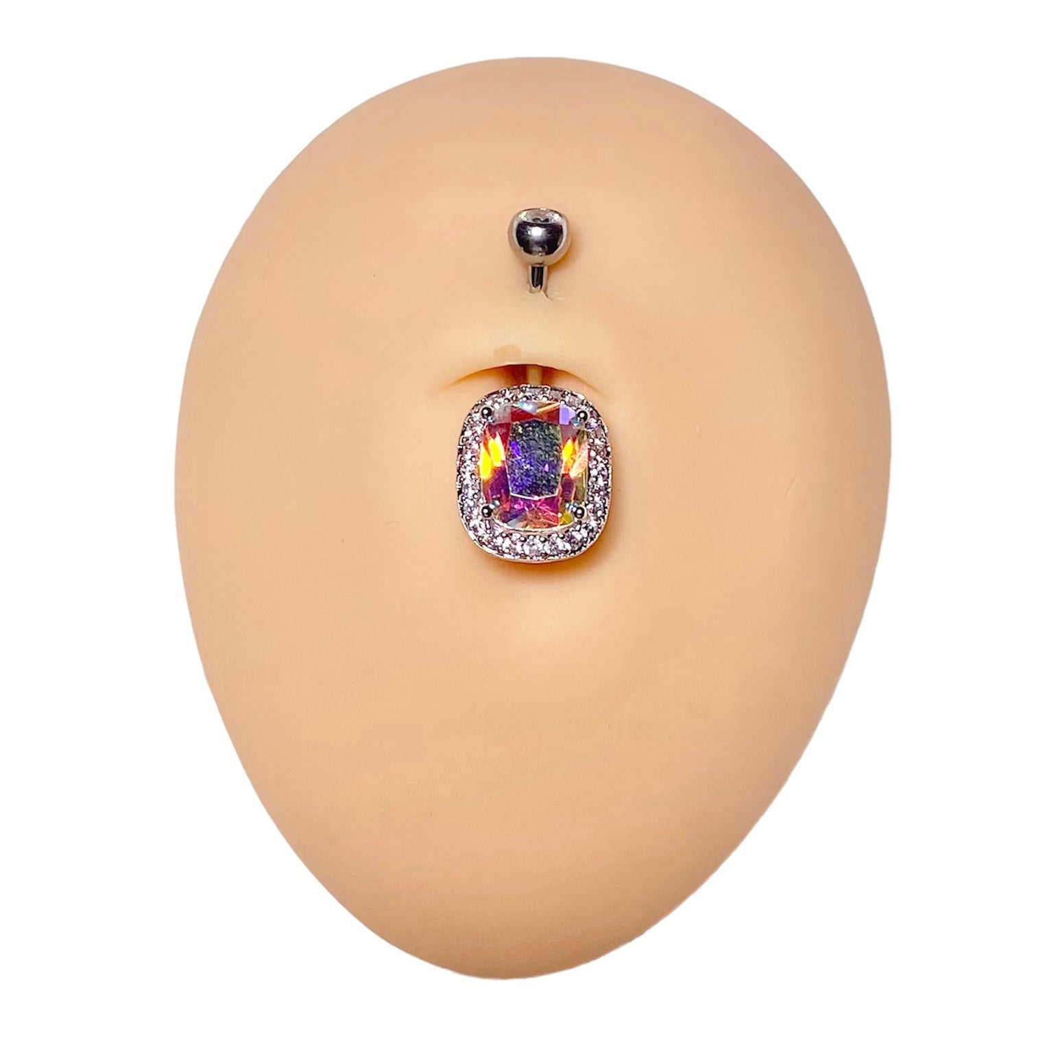Aurora Borealis Royal CZ Belly Bar  image 0
