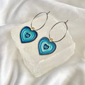 Blue Groovy Heart Hoop Earrings image 0