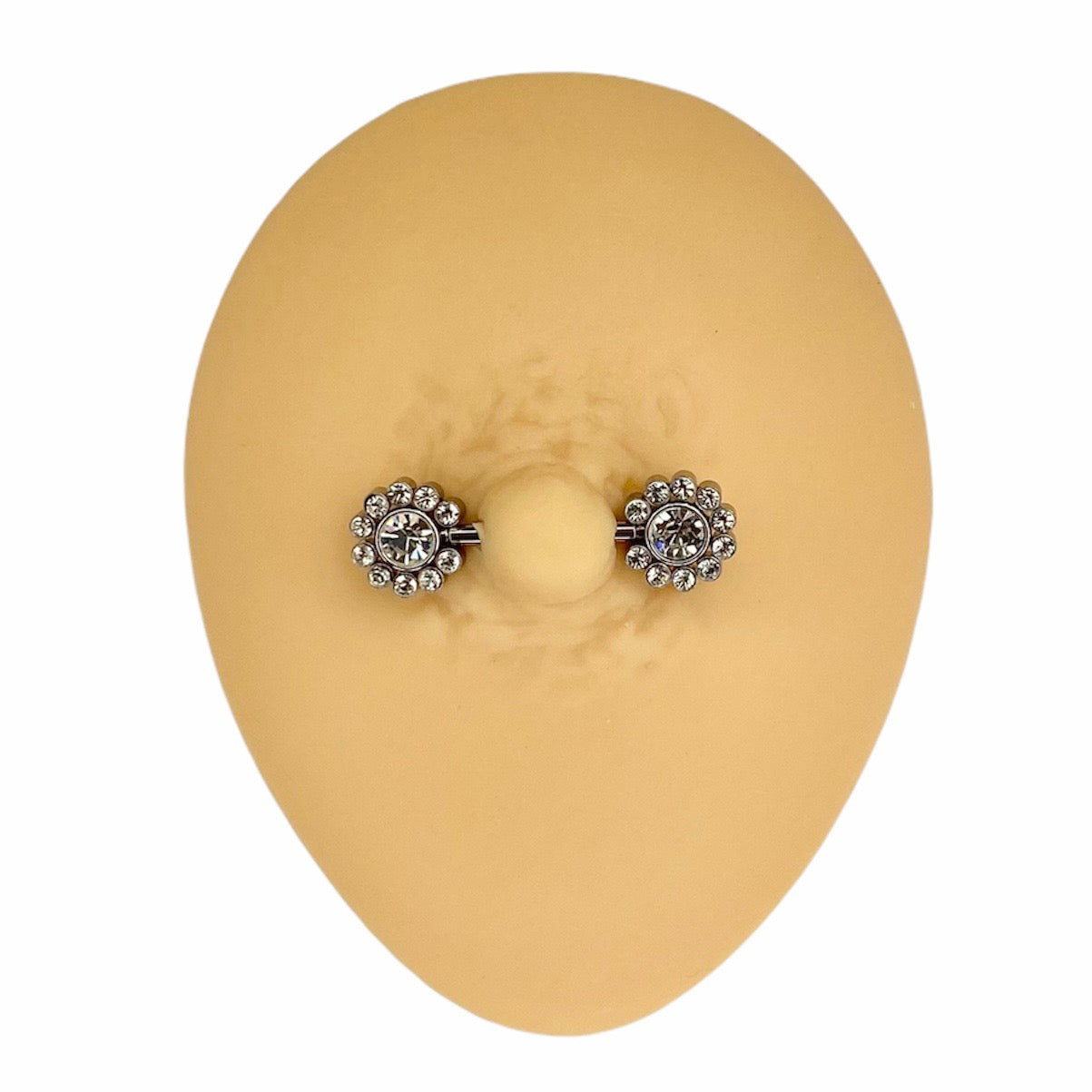 Silver CZ Cluster Flower Nipple Bar image 0