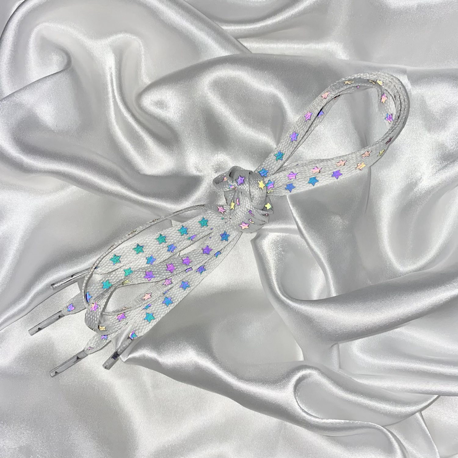 White Rainbow Reflective Star Shoe Laces image 1