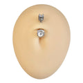 Silver Double CZ Prong Belly Bar  image 0