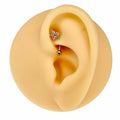 Pink CZ Flower Curved Barbell image 0