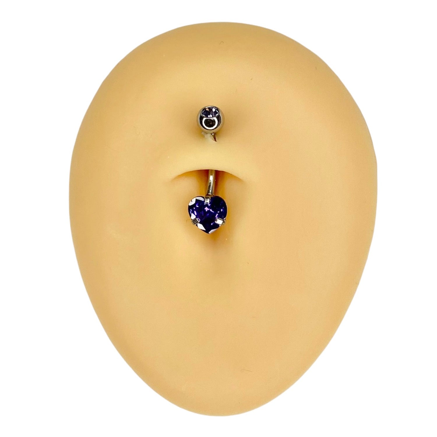 Purple Heart CZ Prong Belly Bar image 0