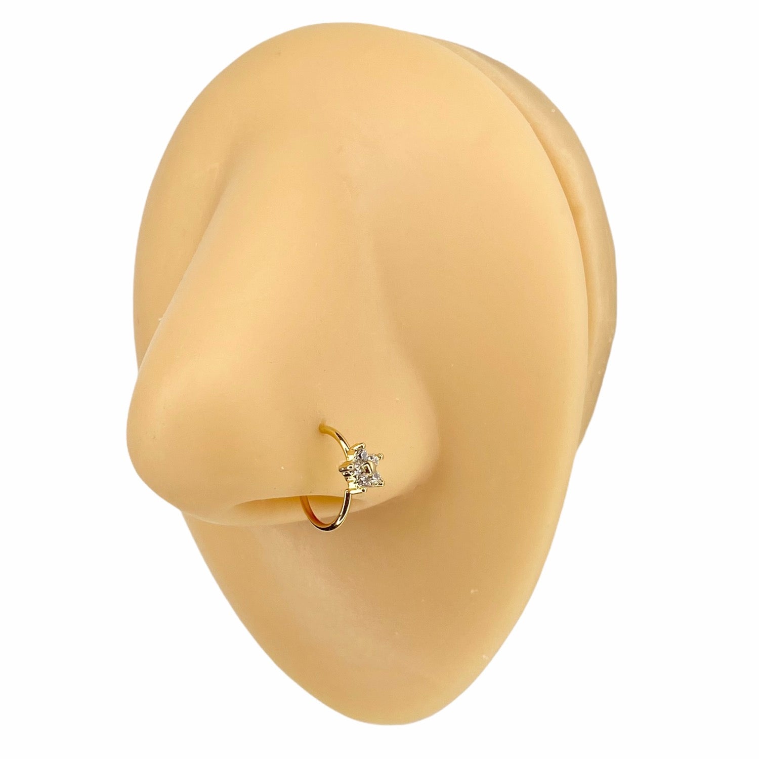 Gold Cubic Zirconia Flower Hoop image 0