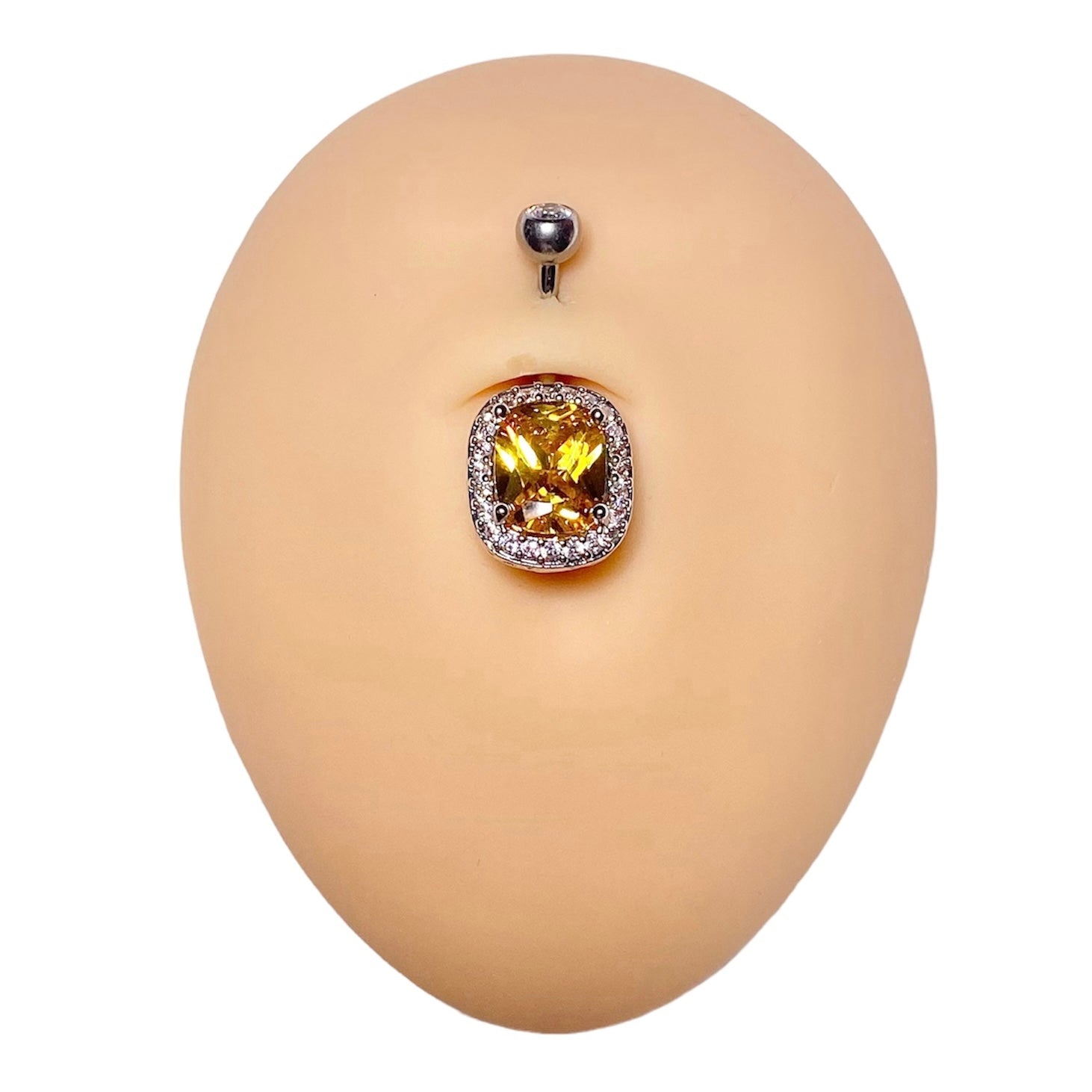 Yellow Royal CZ Belly Bar  image 0