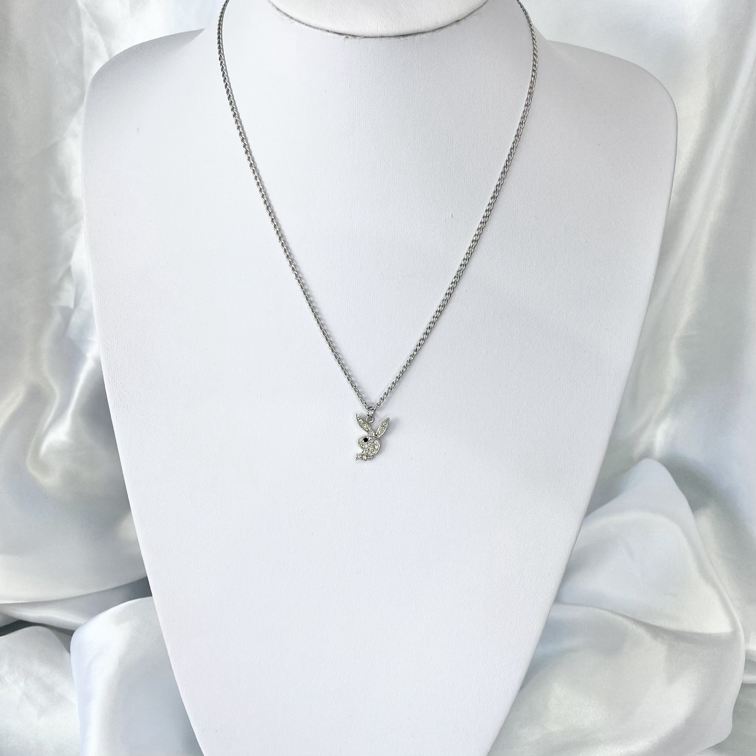 Silver Cubic Zirconia Playboy Necklace image 1