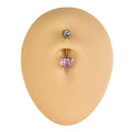 Pink Heart Cubic Zirconia Prong Belly Bar image 0
