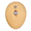 Pink Double Heart Bling Belly Bar  image 0