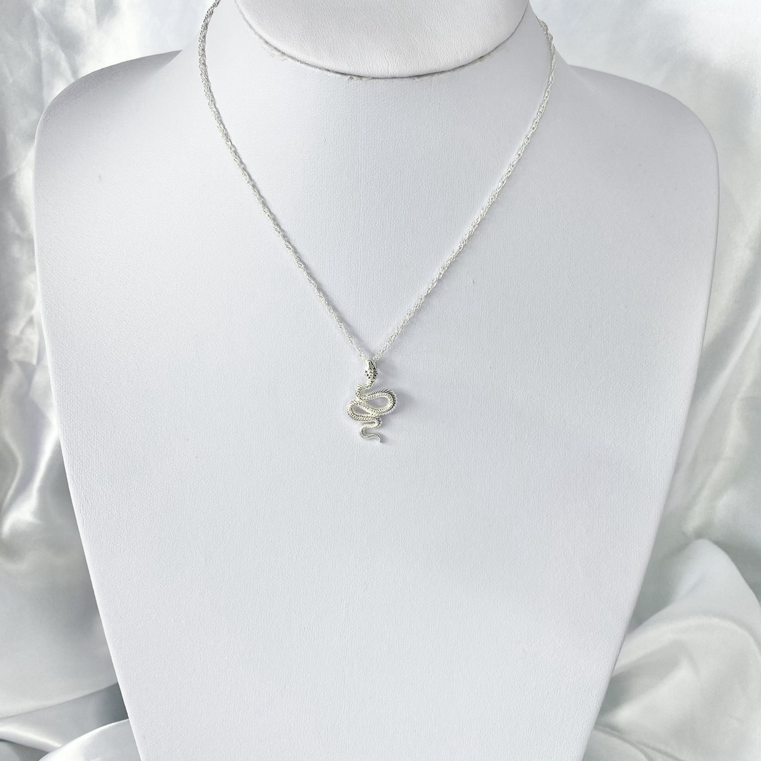 Silver Engraved Snake Necklace image 1