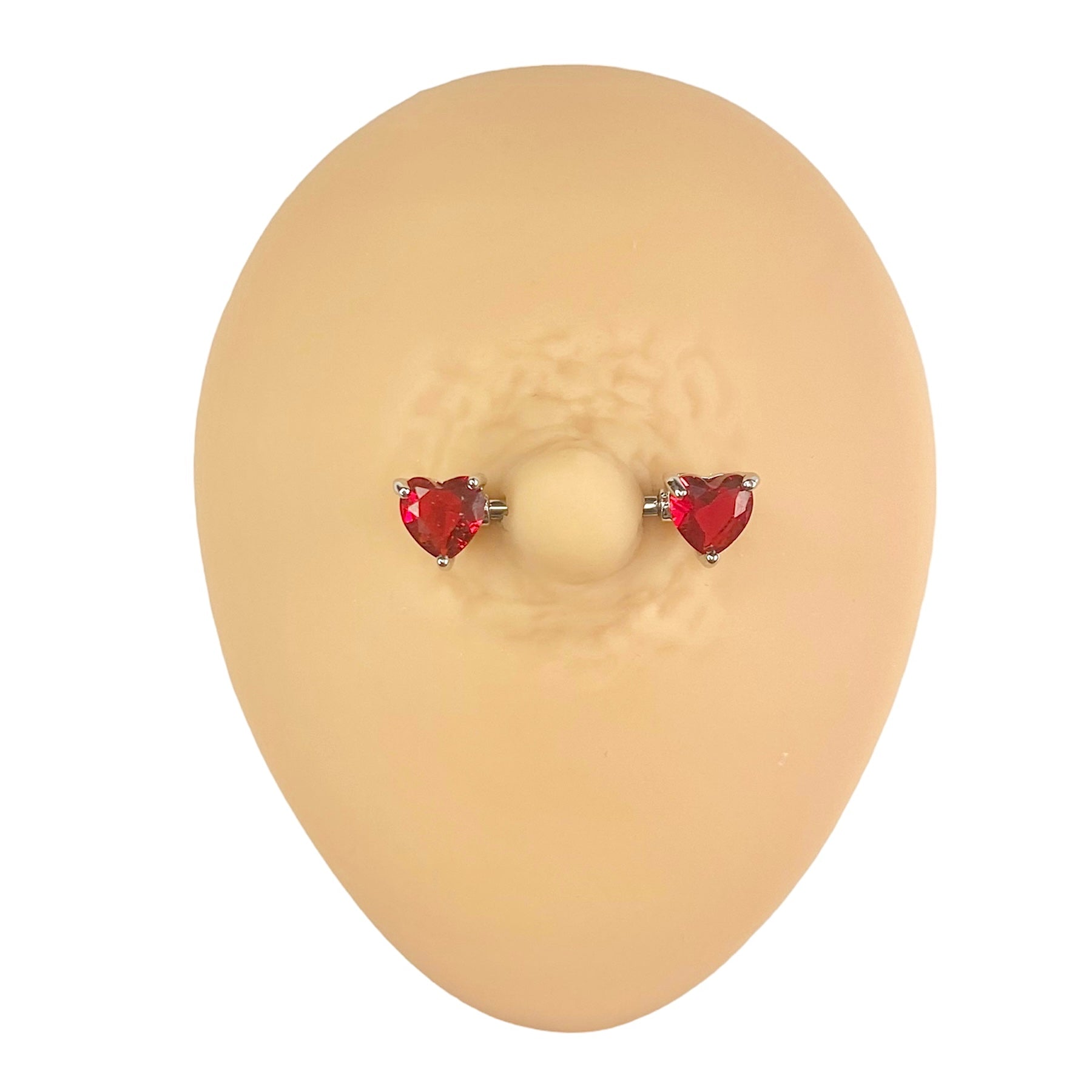 Red CZ Heart Nipple Bar image 0
