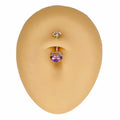 Gold Pink AB Round CZ Prong Belly Bar  image 0