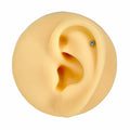 Silver Aqua CZ Ball Top Flat Back Stud image 0