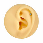 Silver Aqua CZ Ball Top Flat Back Stud image 0