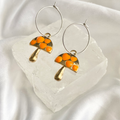 Orange Heart Mushroom Hoop Earrings image 0
