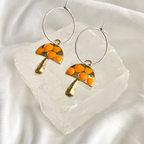 Orange Heart Mushroom Hoop Earrings image 0
