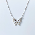 Silver Rhinstone Butterfly Outline Necklace image 0