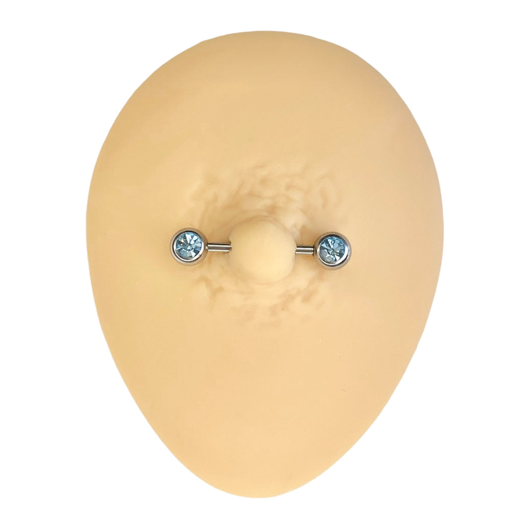 Aqua Rhinestone Nipple Bar  image 1
