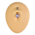 Purple Heart Cubic Zirconia Prong Belly Bar image 0