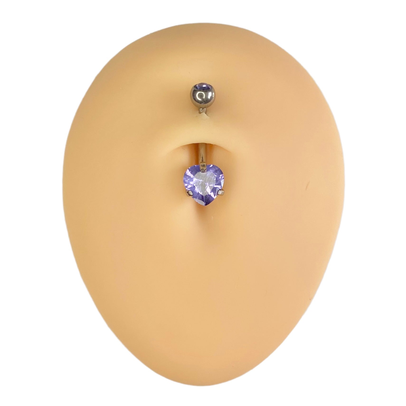 Purple Heart Cubic Zirconia Prong Belly Bar image 0