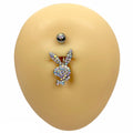 Silver AB Crystal Paved Playboy Belly Bar  image 0