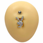 Silver AB Crystal Paved Playboy Belly Bar  image 0