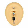 Black Enamel Playboy Key Belly Bar  image 0