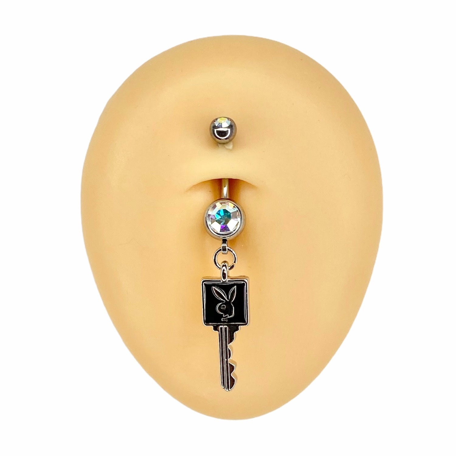 Black Enamel Playboy Key Belly Bar  image 0