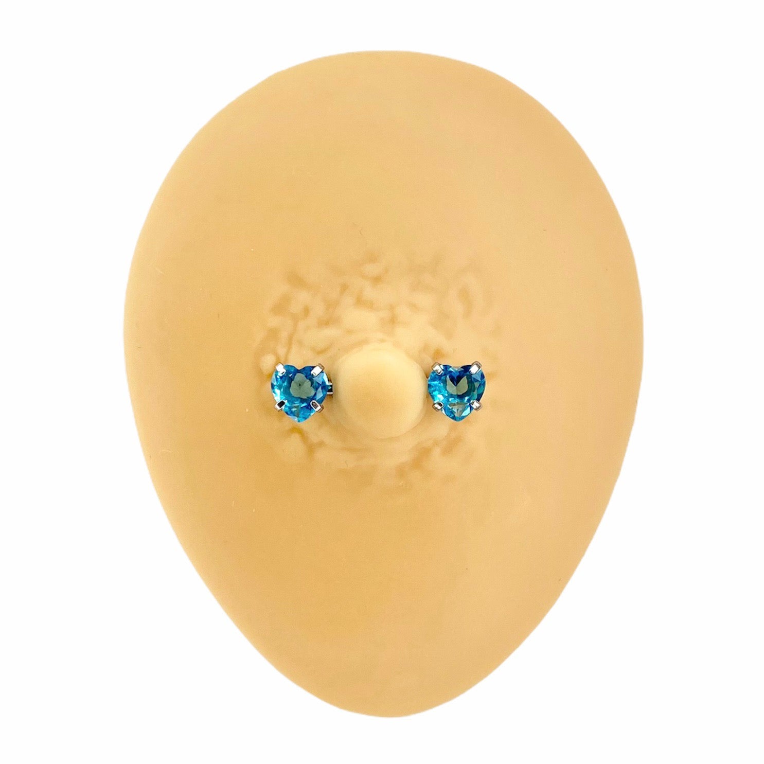 Blue Cubic Zirconia Heart Nipple Bar image 0