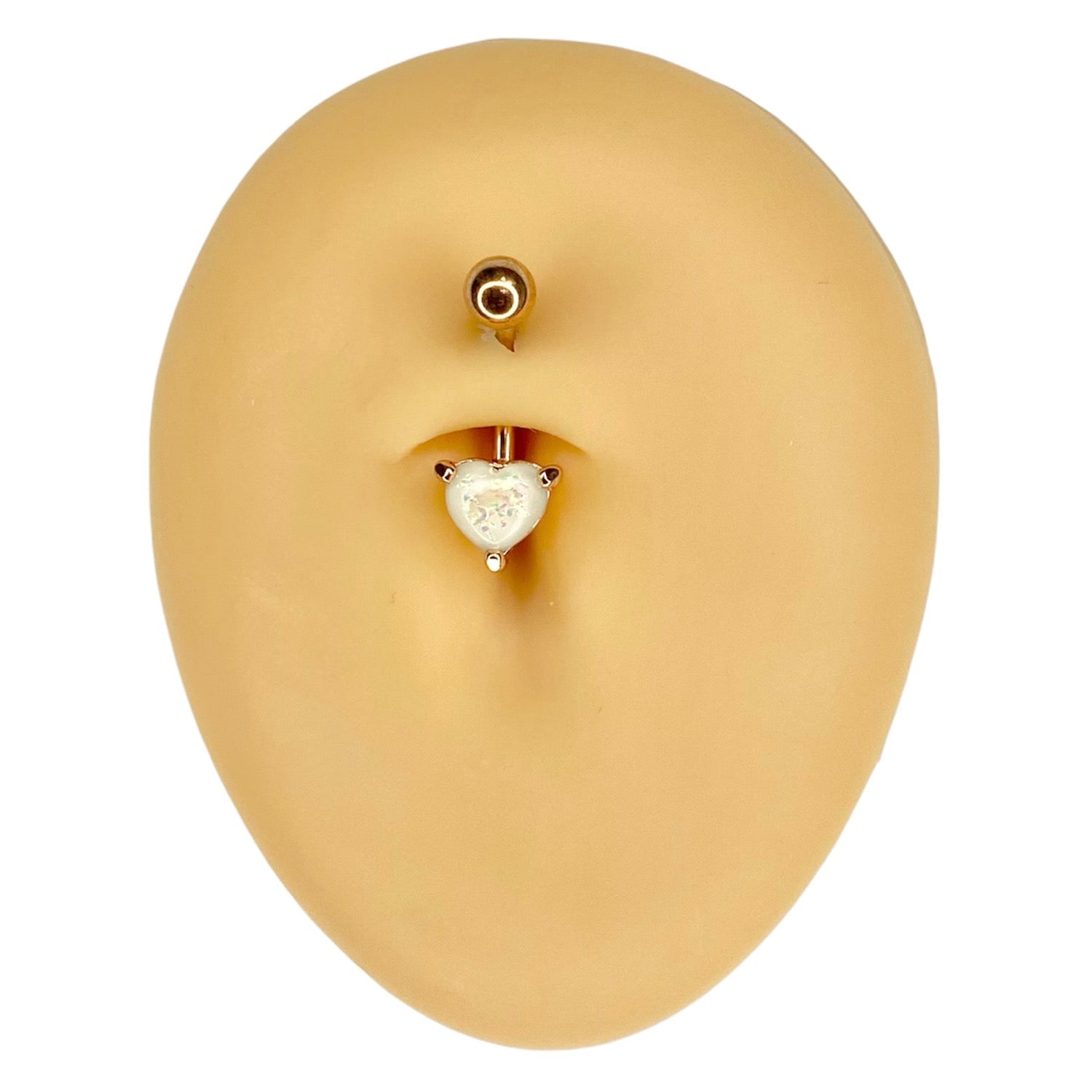 White Glitter Opal Heart Belly Bar image 0