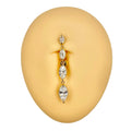 Gold 4 CZ Marquise Reverse Belly Bar  image 0