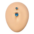 Blue CZ Round Top Heart Belly Bar image 0