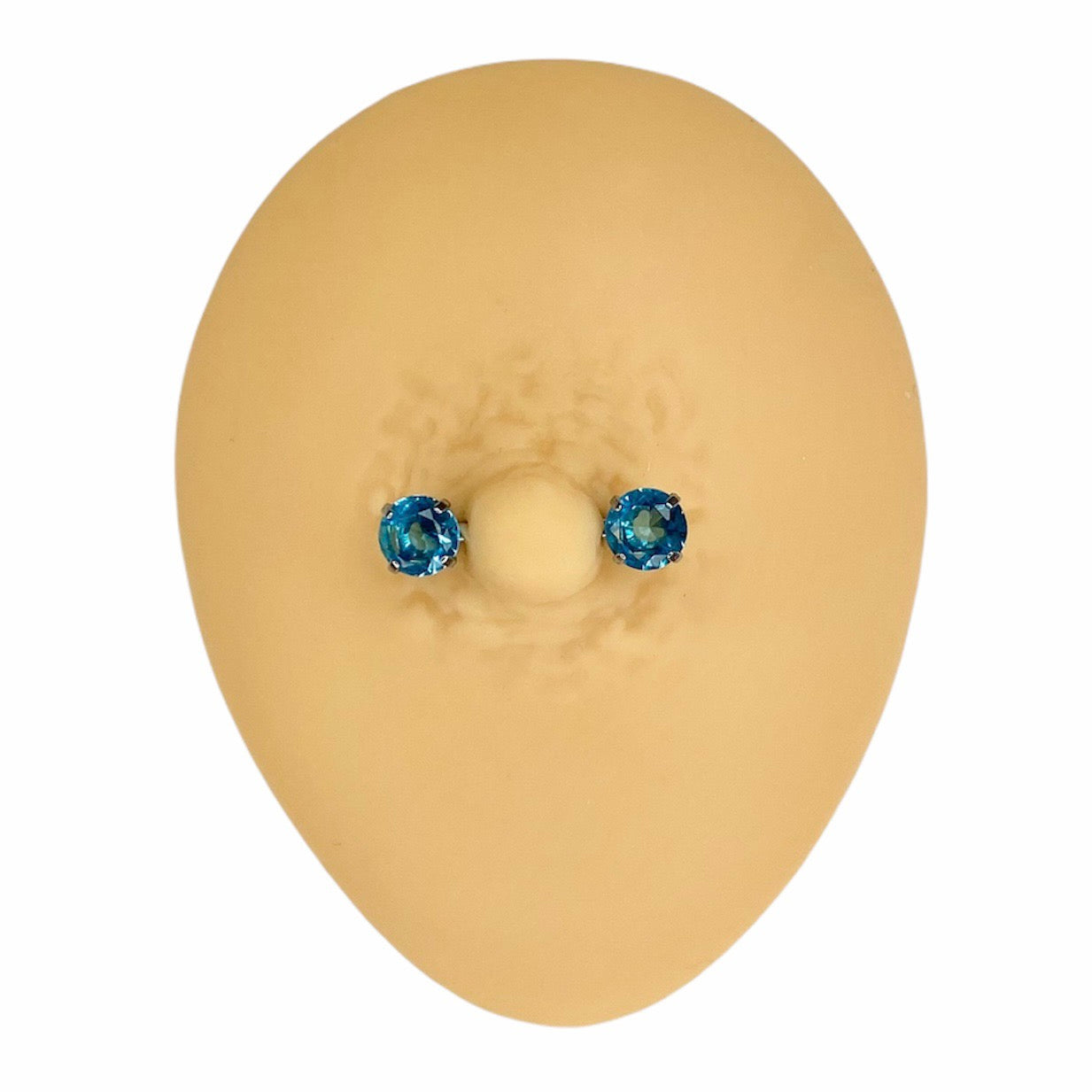 Blue Cubic Zirconia Prong Nipple Bar image 0