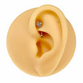 Aurora Borealis CZ Flower Curved Barbell image 0