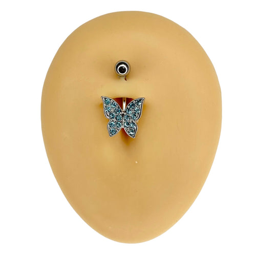 Blue Crystal Paved Butterfly Belly Bar image 0