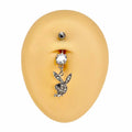 Silver Black Eye CZ Playboy Dangle Belly Bar  image 0