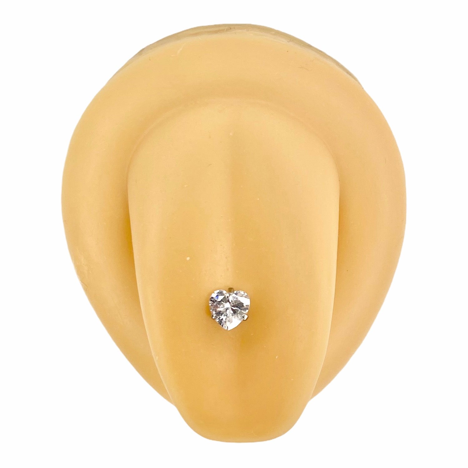 Silver Cubic Zirconia Heart Prong Tongue Bar image 0