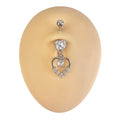 Silver CZ Heart Outline Dangle Belly Bar  image 0