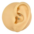 Blue CZ Prong Ends Horseshoe Hoop  image 0