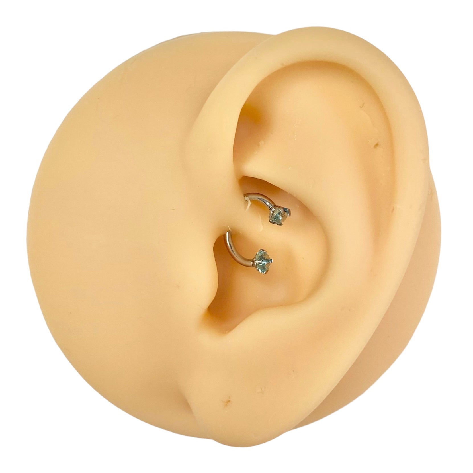 Blue CZ Prong Ends Horseshoe Hoop  image 0